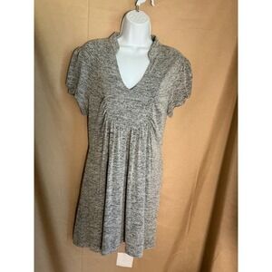 Ultra Teeze Tunic Top Women XL Gray Excellent Marled Empire Waist Back Tie V-Nk